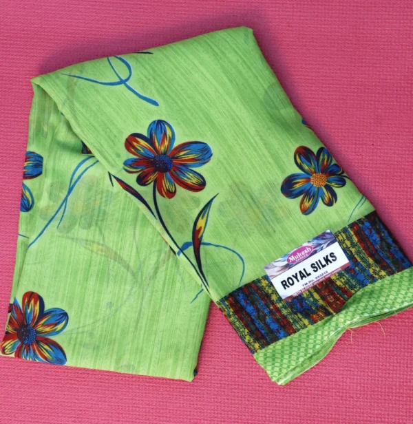 Light Green Colour Flower Printed Fancy Sarees