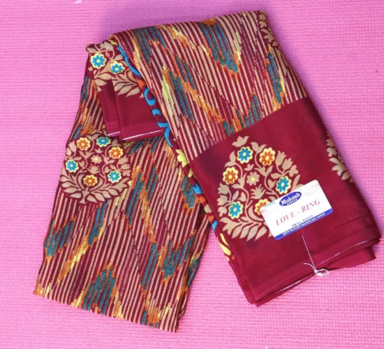 Maroon Colour with Line Design Digital Printed Sarees