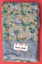 Gray Colour Small Flower Design Printed Fancy Sarees