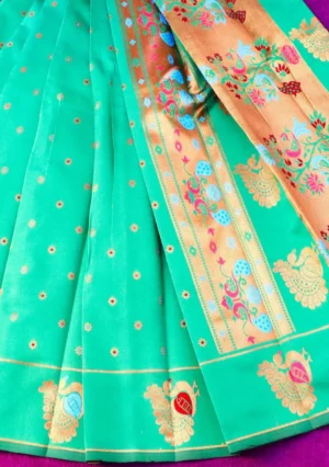 Multi Colour Meena Butta with Peacock Design Sarees