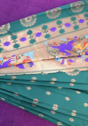 Multi Colour Meena Butta with Peacock Design Sarees